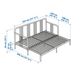 Measurement Illustration - FYRESDAL day-bed frame Twin, without mattress