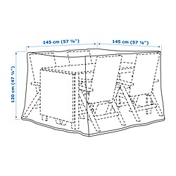 Measurement Illustration - TOSTERÖ cover for furniture set