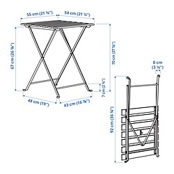 Ilustración de medidas - TÄRNÖ mesa plegable exterior