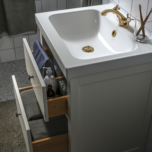 HEMNES / ORRSJÖN, bathroom vanity w/ drawers and sink. 3 of 4 open dialog