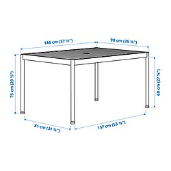 Ilustración de medidas - SEGERÖN/ENSHOLM mesa con 4 sillas