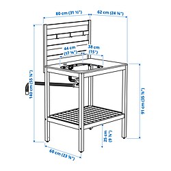 Ilustración de medidas - NÄMMARÖ cocina+módulo fregadero, exterior
