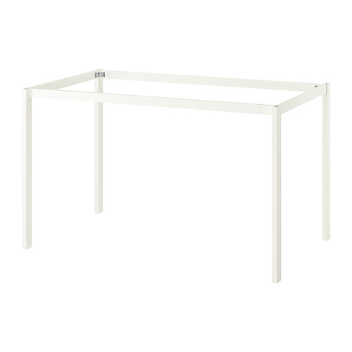 Mesa de metal blanco VIHALS, diseño minimalista, forma rectangular, cuatro patas, acero con recubrimiento en polvo.