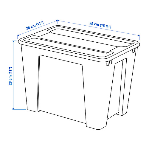 Measurement Illustration - SAMLA box with lid