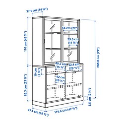Ilustración de medidas - TONSTAD armario con puertas corredizas vidrio