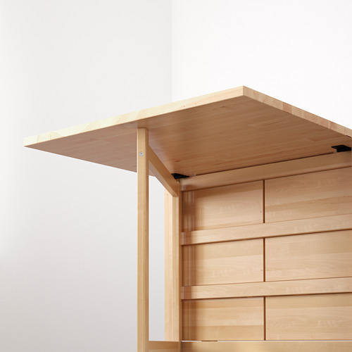 Mesa de madera con hojas ajustables.