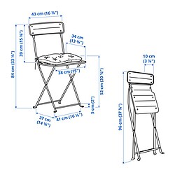 Ilustración de medidas - SUNDSÖ mesa y 2 sillas plegables