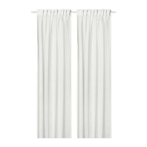PALPLJUNGMAL cortinas transparentes blancas, poliéster reciclado, estampado minimalista en relieve, colgando rectas, con cinta de cabecera.