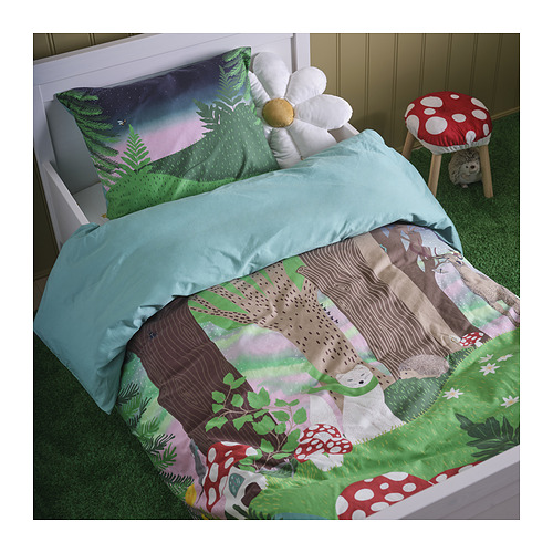 SKOGSDUVA: almohada blanca en forma de flor, poliéster suave y reciclado, perfecta para los niños. Tamaño grande, camas en la habitación.