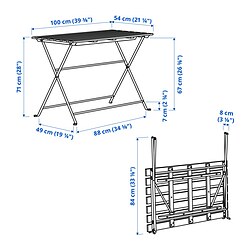 Ilustración de medidas - TÄRNÖ mesa plegable exterior