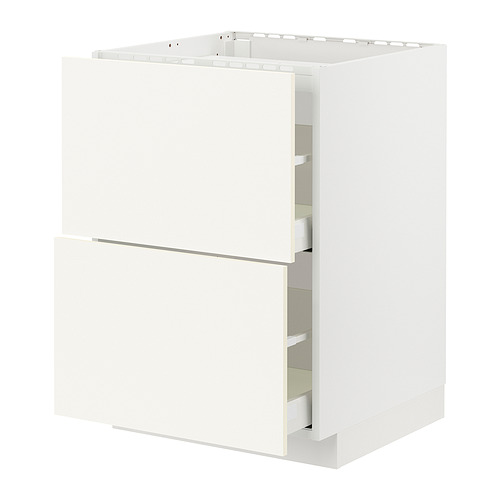 Ikea METOD white kitchen cabinet with drawers, rectangular shape.