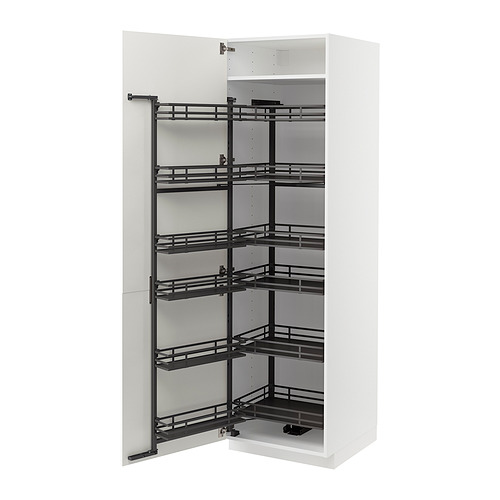 Mueble extraíble METOD blanco con 5 estantes negros.