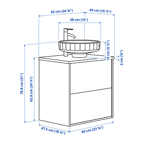 ÄNGSJÖN / LERSJÖN, sink cabinet with 2 drawers and BROGRUND tap. 8 of 8 open dialog