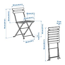 Ilustración de medidas - TÄRNÖ silla plegable, exterior