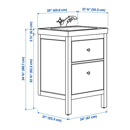 HEMNES / ORRSJÖN, bathroom vanity w/ drawers and sink. 4 of 4 open dialog