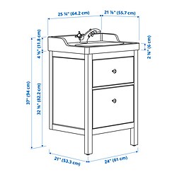 Ilustración de medidas - HEMNES/RUTSJÖN tocador de baño+cajones