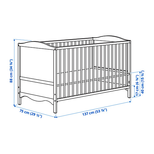 Measurement Illustration - SMÅGÖRA 2-piece baby furniture set