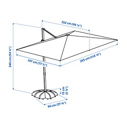 Measurement Illustration - SVALÖN/IGGÖN hanging umbrella with base