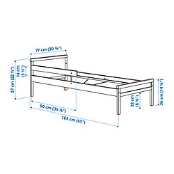 Ilustración de medidas - SNIGLAR estructura de cama y riel de seguridad