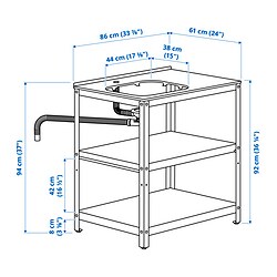 Measurement Illustration - GRILLSKÄR shelf unit for sink