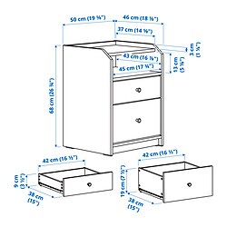 Measurement Illustration - HAUGA 2-drawer chest