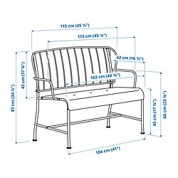 Ilustración de medidas - LÄCKÖ sofá 2 plazas, exterior
