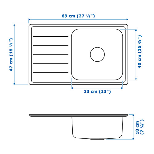 VATTUDALEN, single bowl top mount sink. 4 of 4 open dialog
