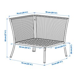 Ilustración de medidas - SEGERÖN módulo de esquina, exterior