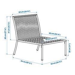 Ilustración de medidas - SEGERÖN módulo de 1 asiento, exterior