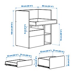 Measurement Illustration - SMÅSTAD desk
