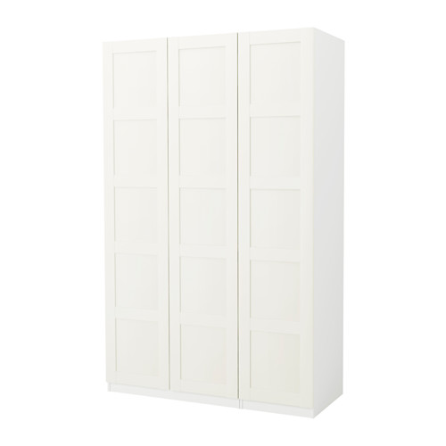 White ikea PAX wardrobe, three-section, modern design.
