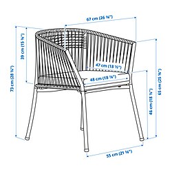 Measurement Illustration - SEGERÖN armchair, outdoor
