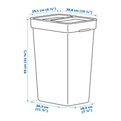 Measurement Illustration - HÅLLBAR bin with lid