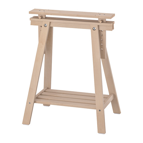 Escritorio ajustable de madera LAGKAPTEN con caballete, beige claro, diseño en forma de a, plegable.