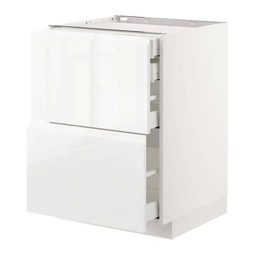 White ikea METOD kitchen unit. Three storage sections, modern design.