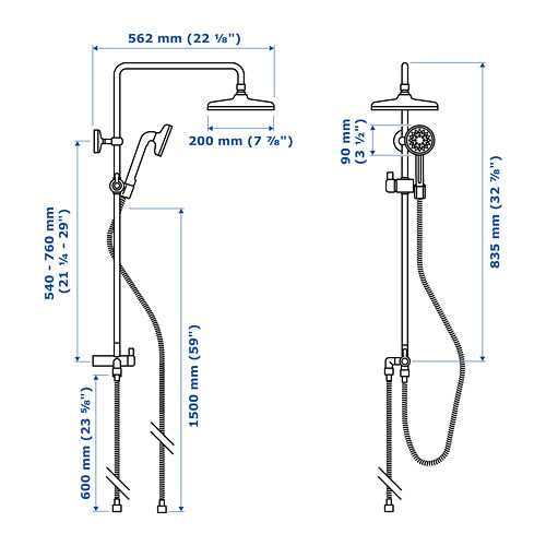 Illustration with measurements for the product: VOXNAN.