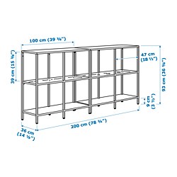Ilustración de medidas - VITTSJÖ combinación de estanterías