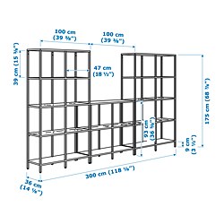Ilustración de medidas - VITTSJÖ combinación de almacenaje