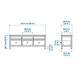 Ilustración de medidas - HEMNES banco para TV