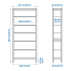 Ilustración de medidas - HEMNES librero