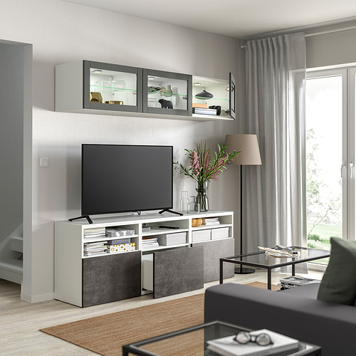 BESTÅ, TV storage combination with drawer rail, pusch-open. 8 of 8 open dialog