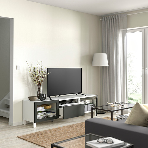 BESTÅ, TV unit with drawer runner, push-open. 9 of 9 open dialog