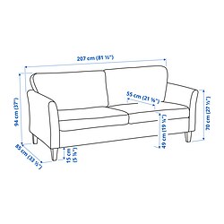 Ilustración de medidas - EKHOLMA sofá 3 plazas