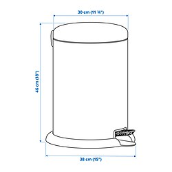 Ilustración de medidas - GÅNGSKYFFEL cubo con pedal