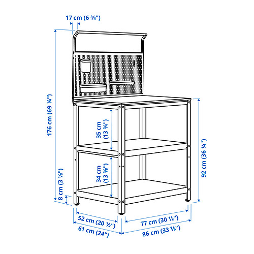 GRILLSKÄR, banco de trabajo con panel posterior. 7 de 7 abrir diálogo