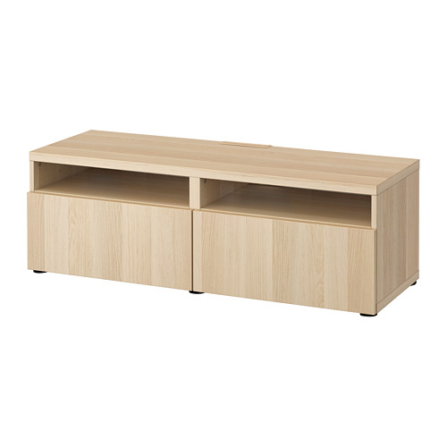 Mueble de tv ligero BESTÅ con 2 cajones y estantes abiertos.