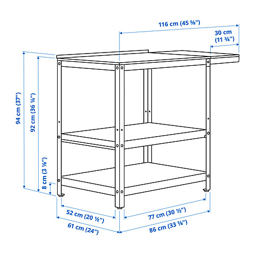 GRILLSKÄR, kitchen island with side table. 4 of 5 open dialog