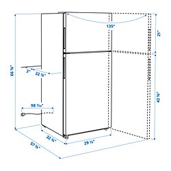 Measurement Illustration - LAGAN top-freezer refrigerator
