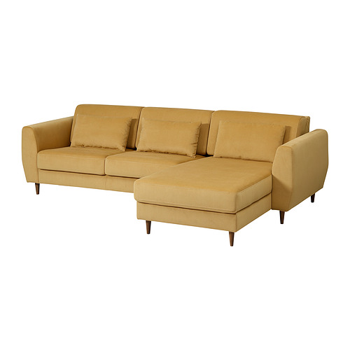 Sofá SLATORP, beige, en forma de L, diseño moderno, patas de madera, cómodos cojines.