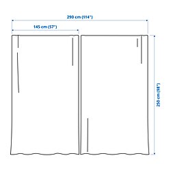 Measurement Illustration - BERGNEJLIKA Sheer curtains, 1 pair